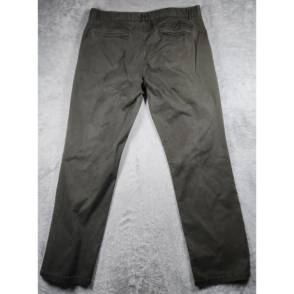 7 Diamonds Infinity Pants Mens 36x32 Green Canvas Straight Leg Chino Golf Casual - Picture 8 of 10